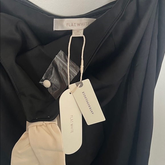 Anthropologie Black and Cream Mini Halter Tie Dress - Picture 11 of 11